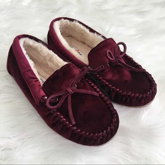 red moccasin slippers
